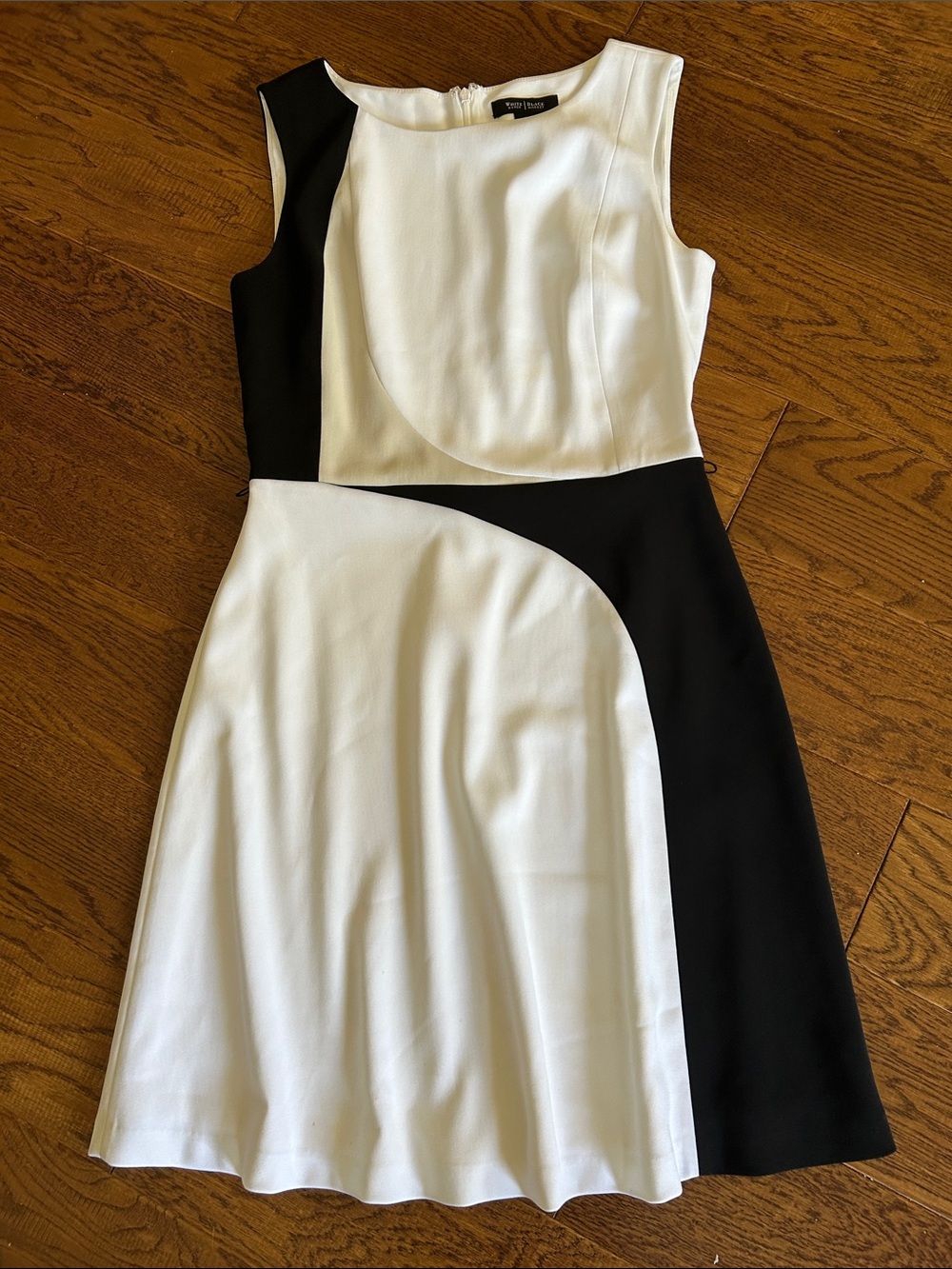White House Black Market Black and White Colorblock Midi Dress